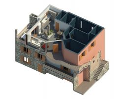 3D casa angolo Vista pianta casa